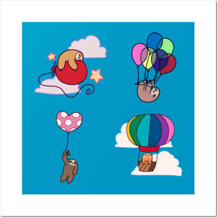 Four Balloon Sloths Posters and Art